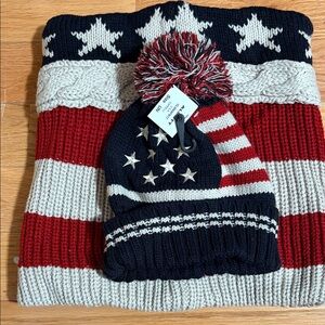 Alcott Red, White, and Blue Star Knit Hat Set